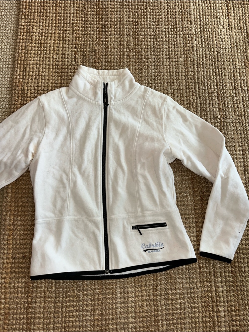 White Cabrillo Zip-Up Jacket with Black Trim